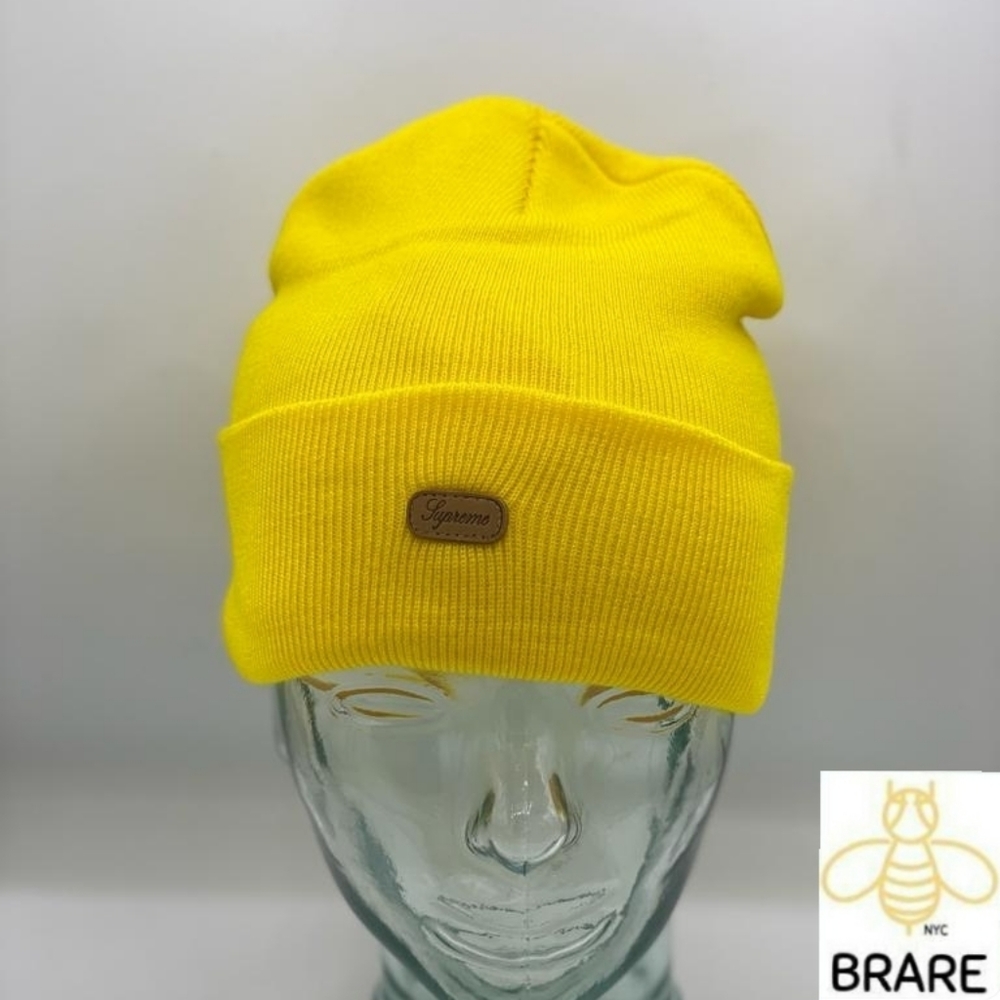 Supreme Leather Patch Beanie FW14